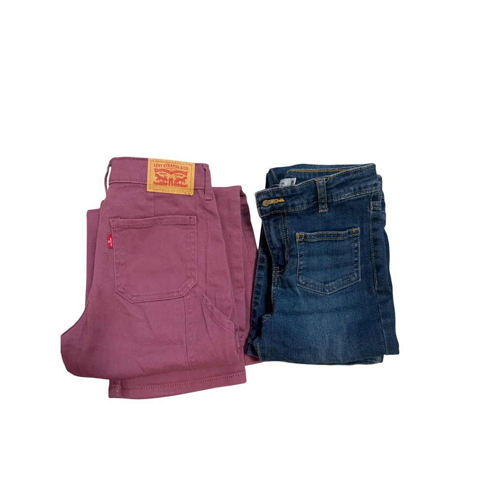 Levi Jeans Kids Size 8 Purple Wide Leg Dark Blue Flare NWOT Adjustable Waist 2pk